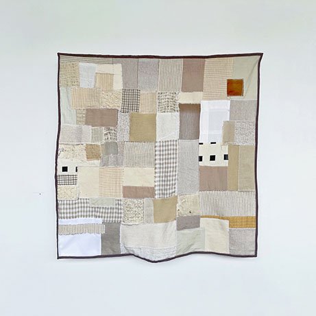 Quilt, 2021, recycled and handcrafted fabric, 3 x 3 ft.