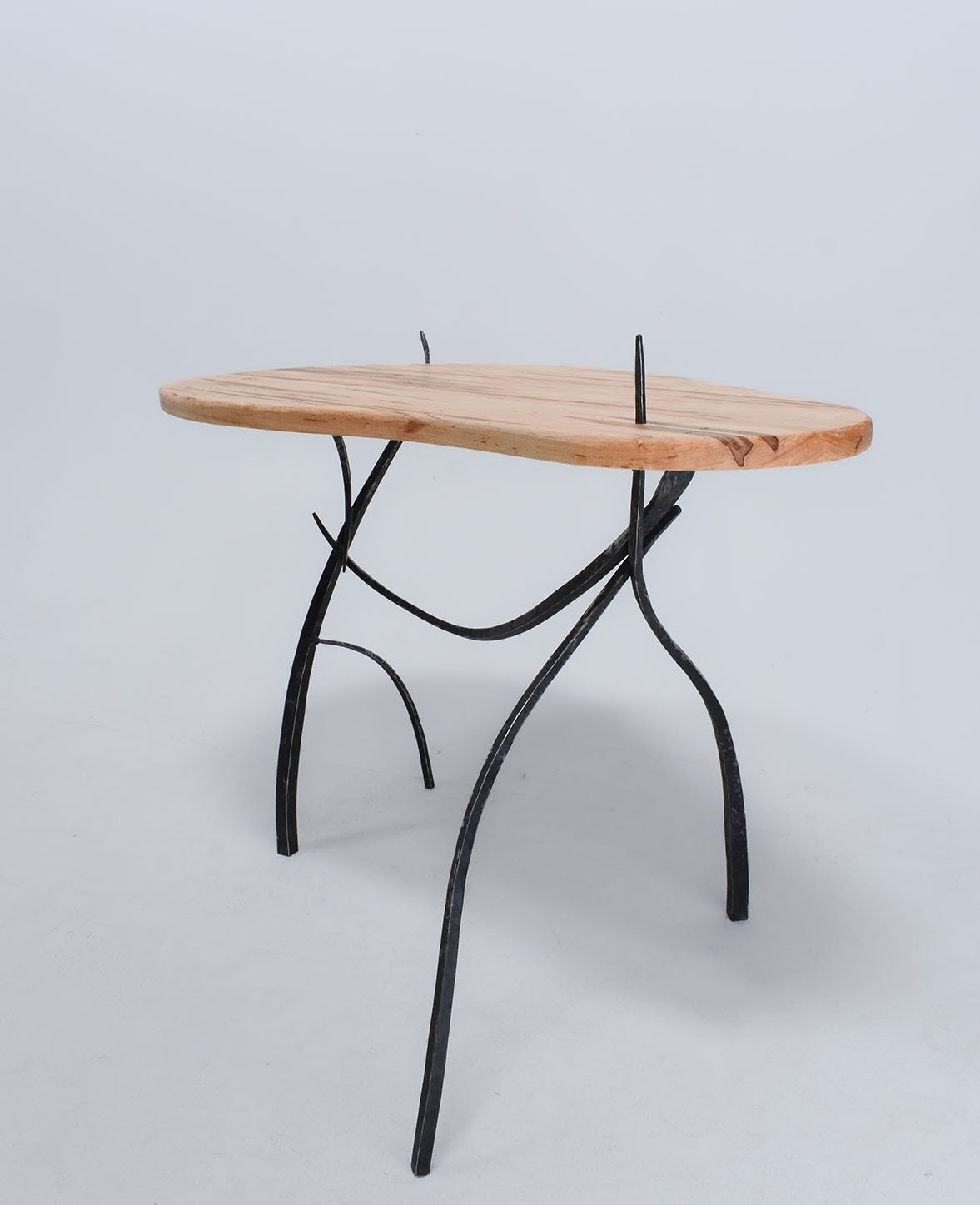 Table 2, 2023, 33.5” x 18.5” x 25.5”, steel, wormy maple
