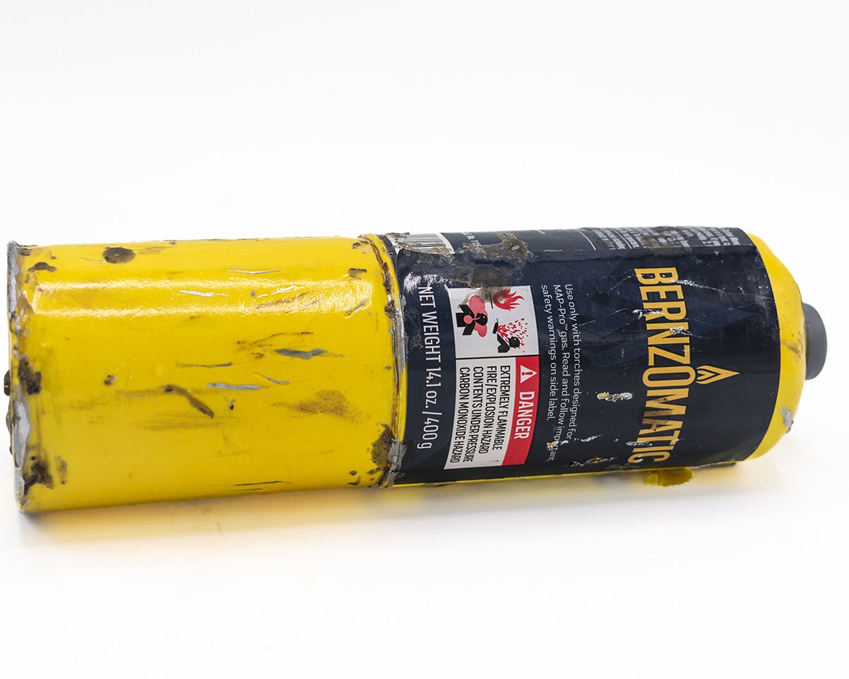 MAPP Gas Torch
2023
Ceramic, Underglaze, Glaze, Mirror Pigment, Wax, Original Label 2.5”x2.5”x9”