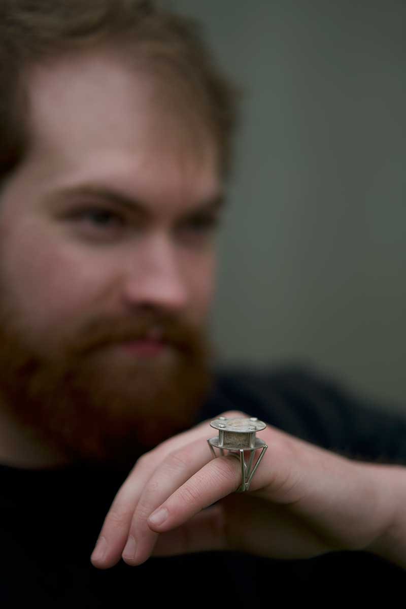Dewclaw, 2021 Sterling silver, cat hair 1.5” x 1.5” x 2.5”