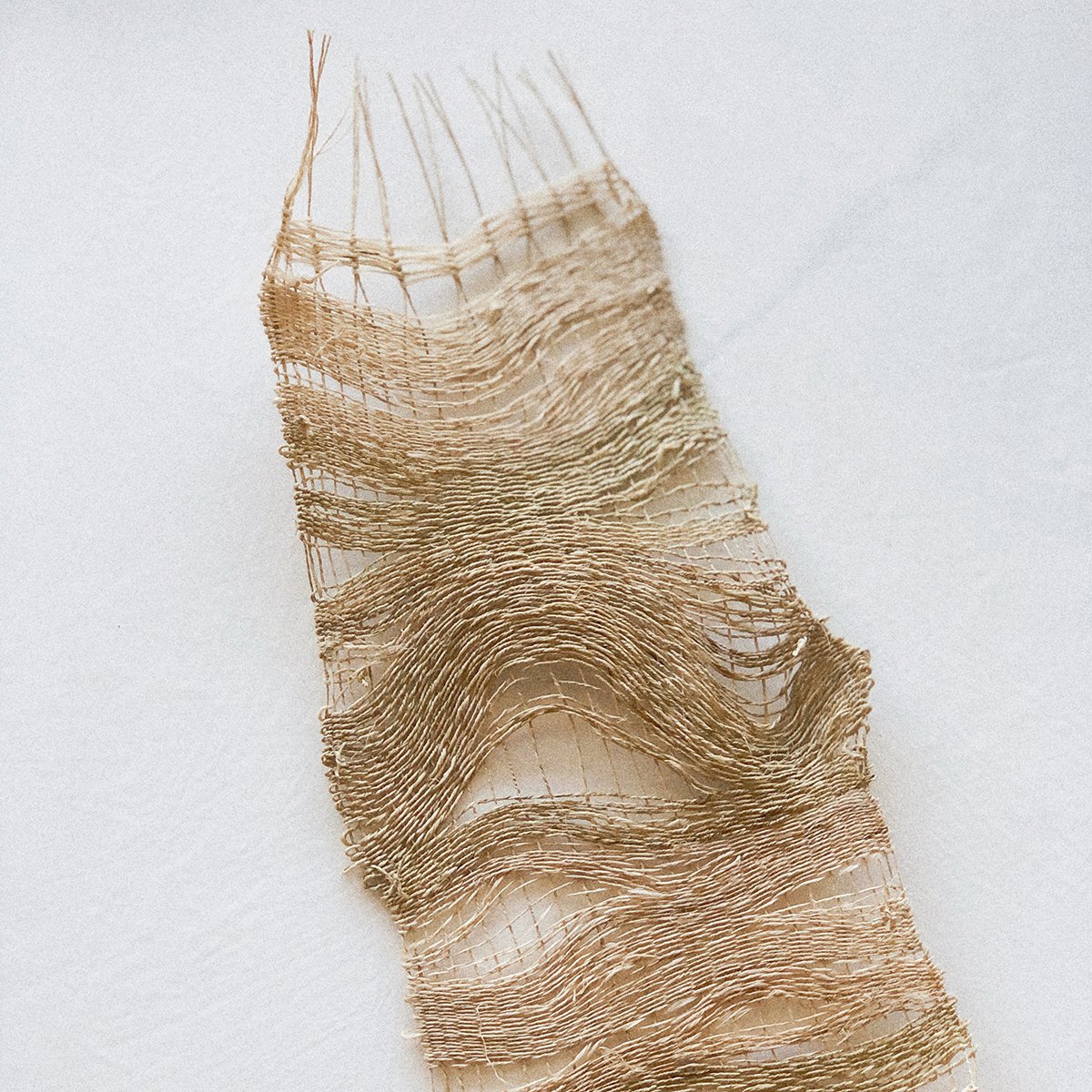 Ramie Weaving, 2021, ramie bark yarn, 12 x 15 in.