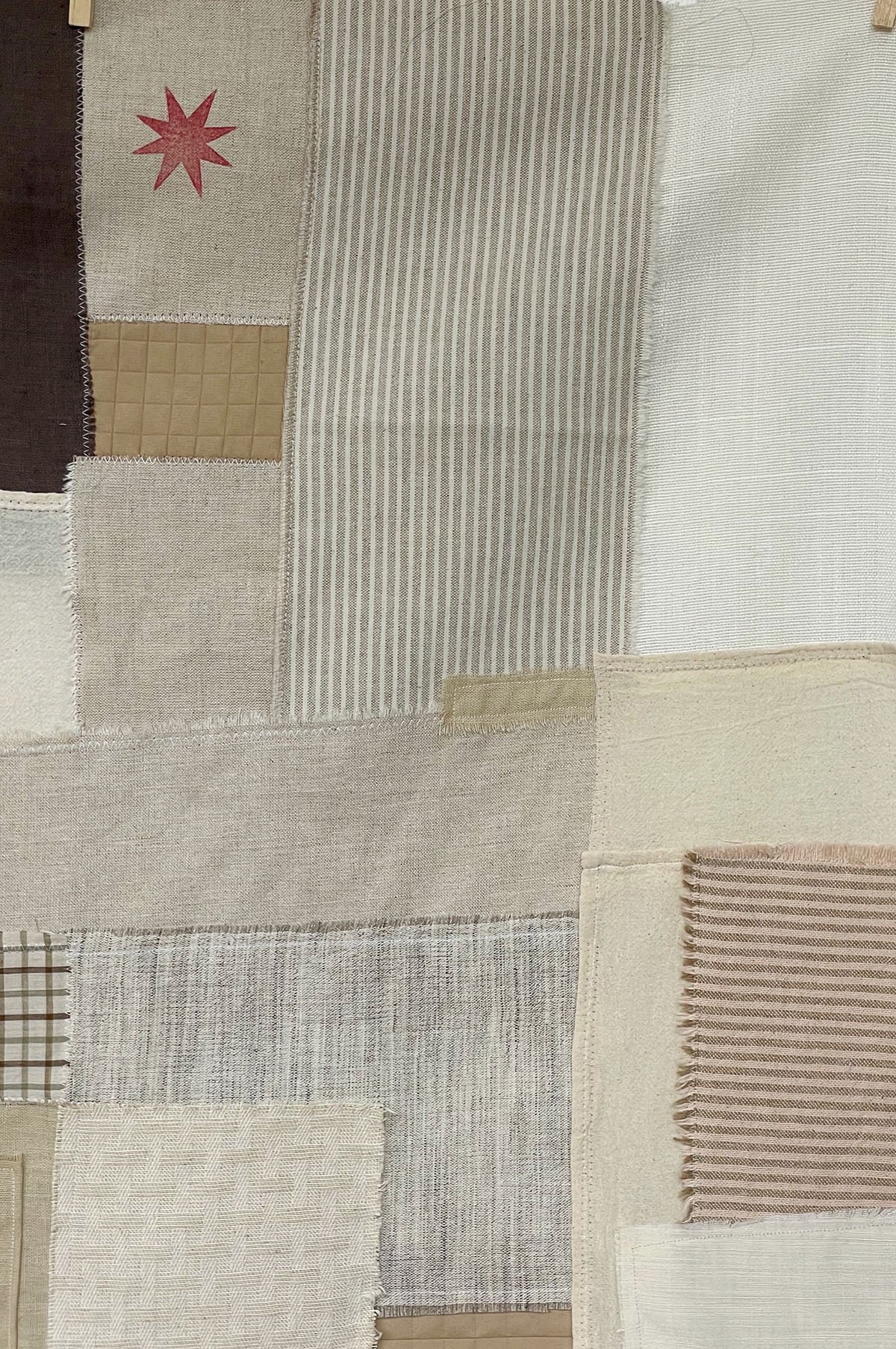 Quilt (detail), 2021, recycled and handcrafted fabric, 3 x 3 ft.