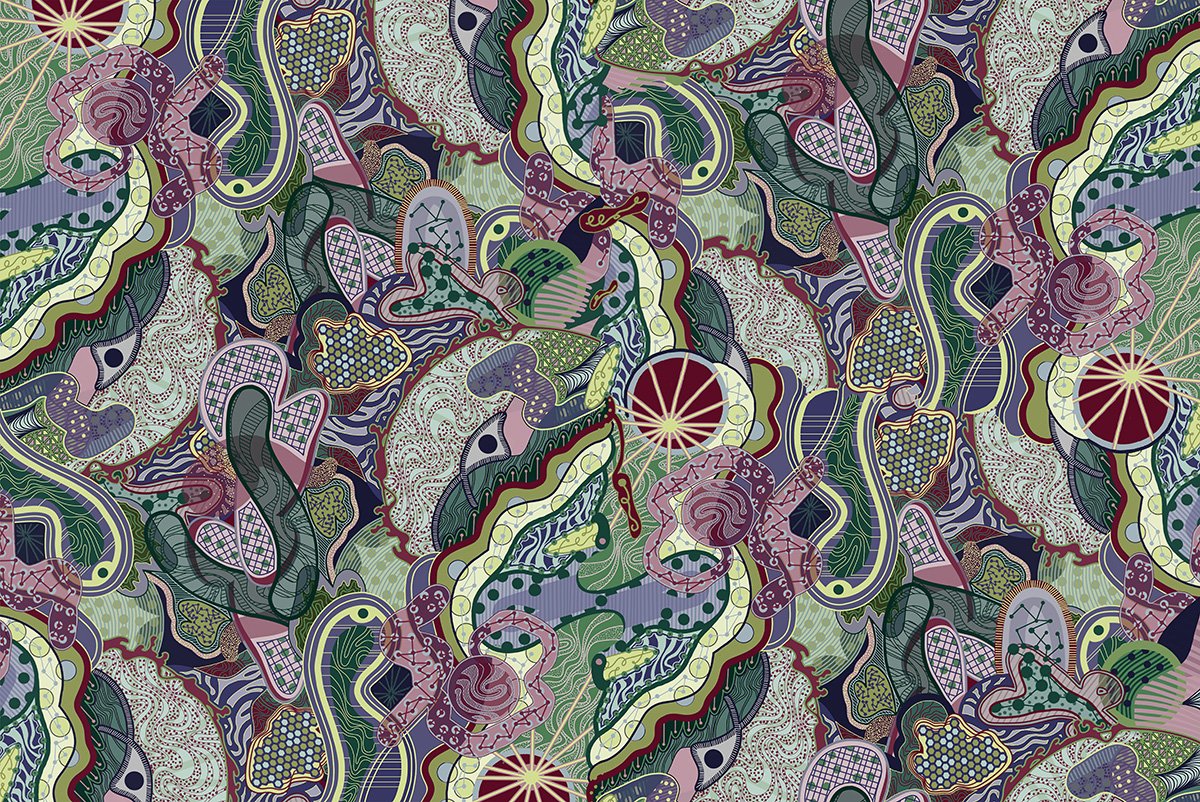 Cool Automatism, 2022, Organic Cotton, 108 x 36 in.