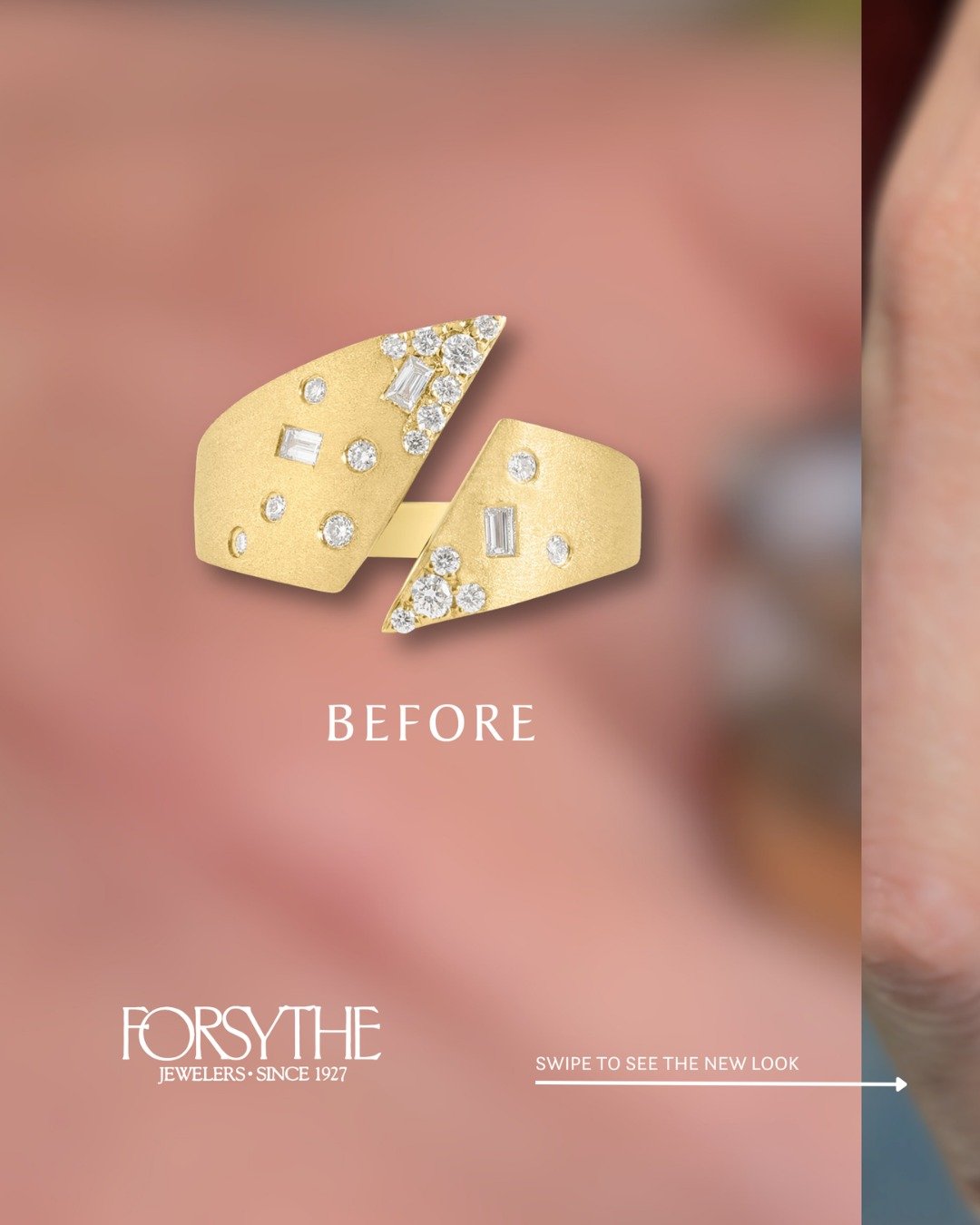 Our client brought Jan two aquamarines that had belonged to her grandmother, one pear-shaped and the other oval. Rather than let them sit quietly in a drawer, she wanted them worn, celebrated, and made new again. 

She spotted a ring in our case that