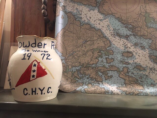 Here&rsquo;s a true artifact from the 1972 Chowder Race, placed handsomely by an Eggemoggin Reach serving tray. Thanks to Don Gagliardi for sharing!