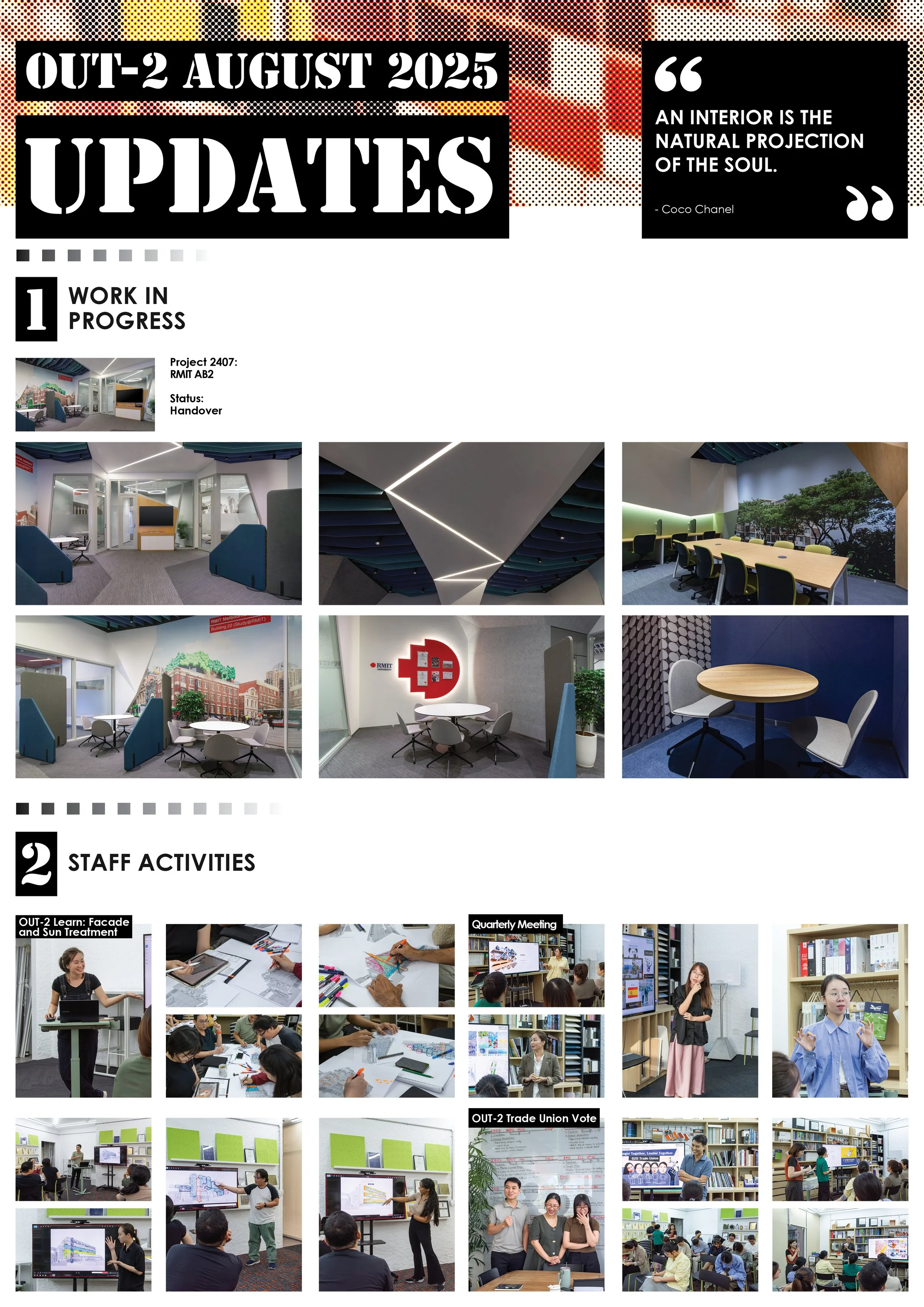 OUT-2 DESIGN, AUGUST UPDATES