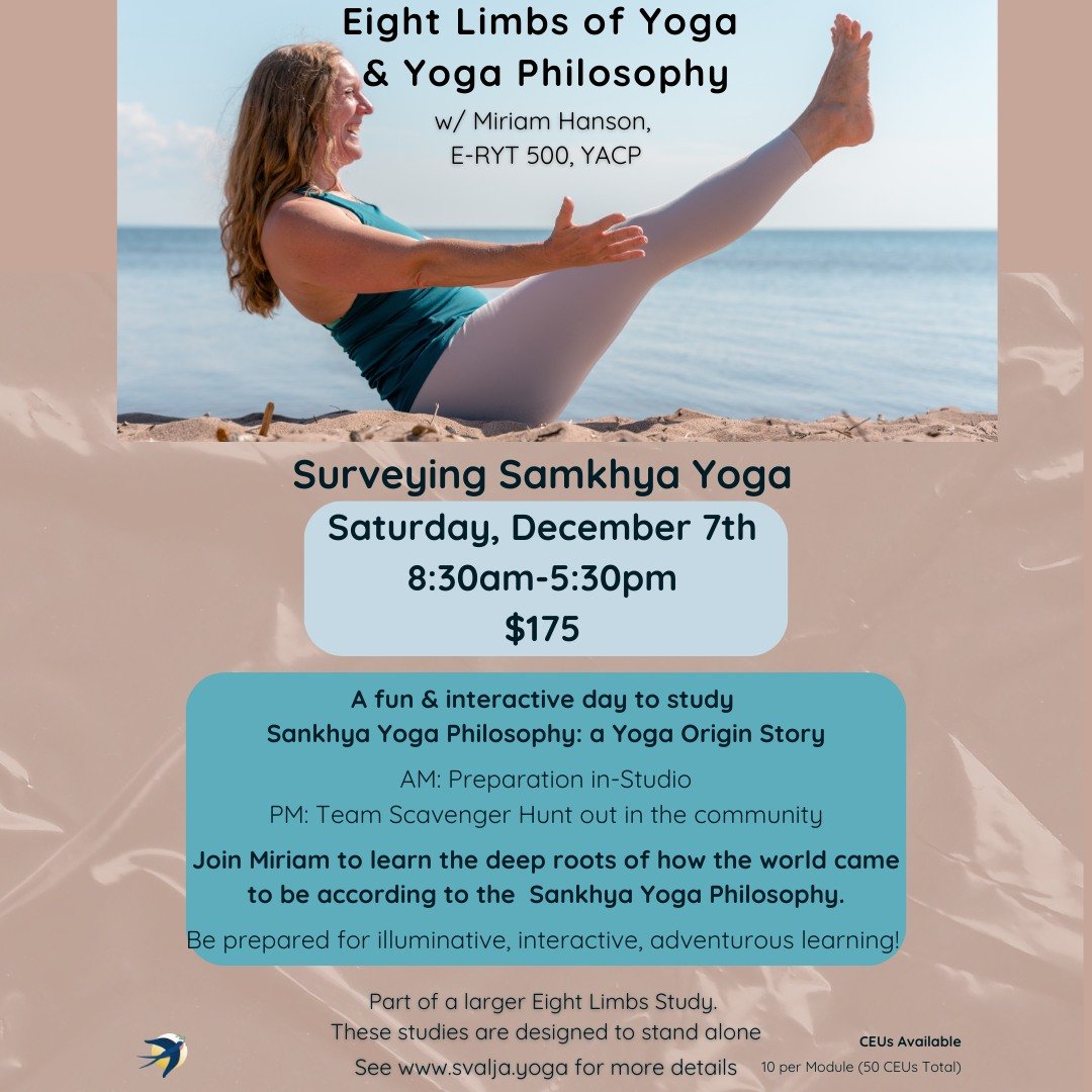 Coming up Saturday Dec. 7, another fun and interactive day of study with Miriam Hanson! We continue on the 8 limbs journey, where each study stands alone for specific learning. You can join any of the days🌟
The next day of learning is a scavenger hu