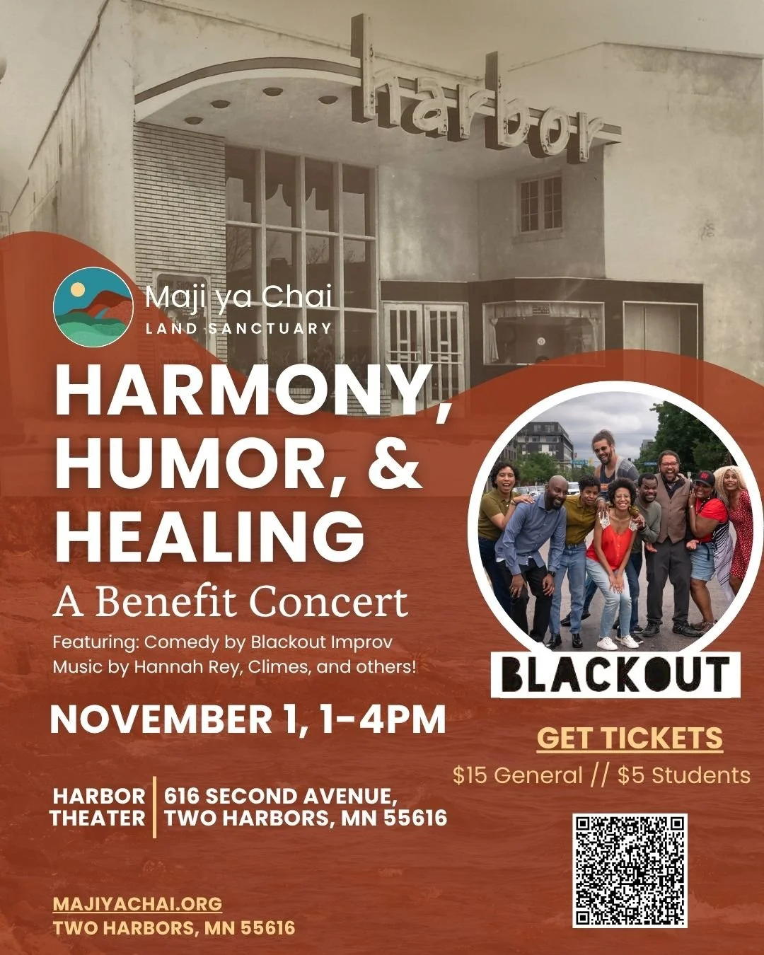 〇◯〇◯ 𝗛𝗮𝗿𝗺𝗼𝗻𝘆, 𝗛𝘂𝗺𝗼𝗿 & 𝗛𝗲𝗮𝗹𝗶𝗻𝗴 〇◯〇◯
𝗢𝘂𝗿 𝗱𝗲𝗮𝗿 𝗳𝗿𝗶𝗲𝗻𝗱𝘀 𝗮𝘁 𝗠𝗮𝗷𝗶 𝘆𝗮 𝗖𝗵𝗮𝗶 𝗮𝗿𝗲 𝗵𝗮𝘃𝗶𝗻𝗴 𝗮 𝗽𝗮𝗿𝘁𝘆!
Join in this Saturday, November 1st from 1-4pm.
Comedy, Social Justice & Arts Access by Bla