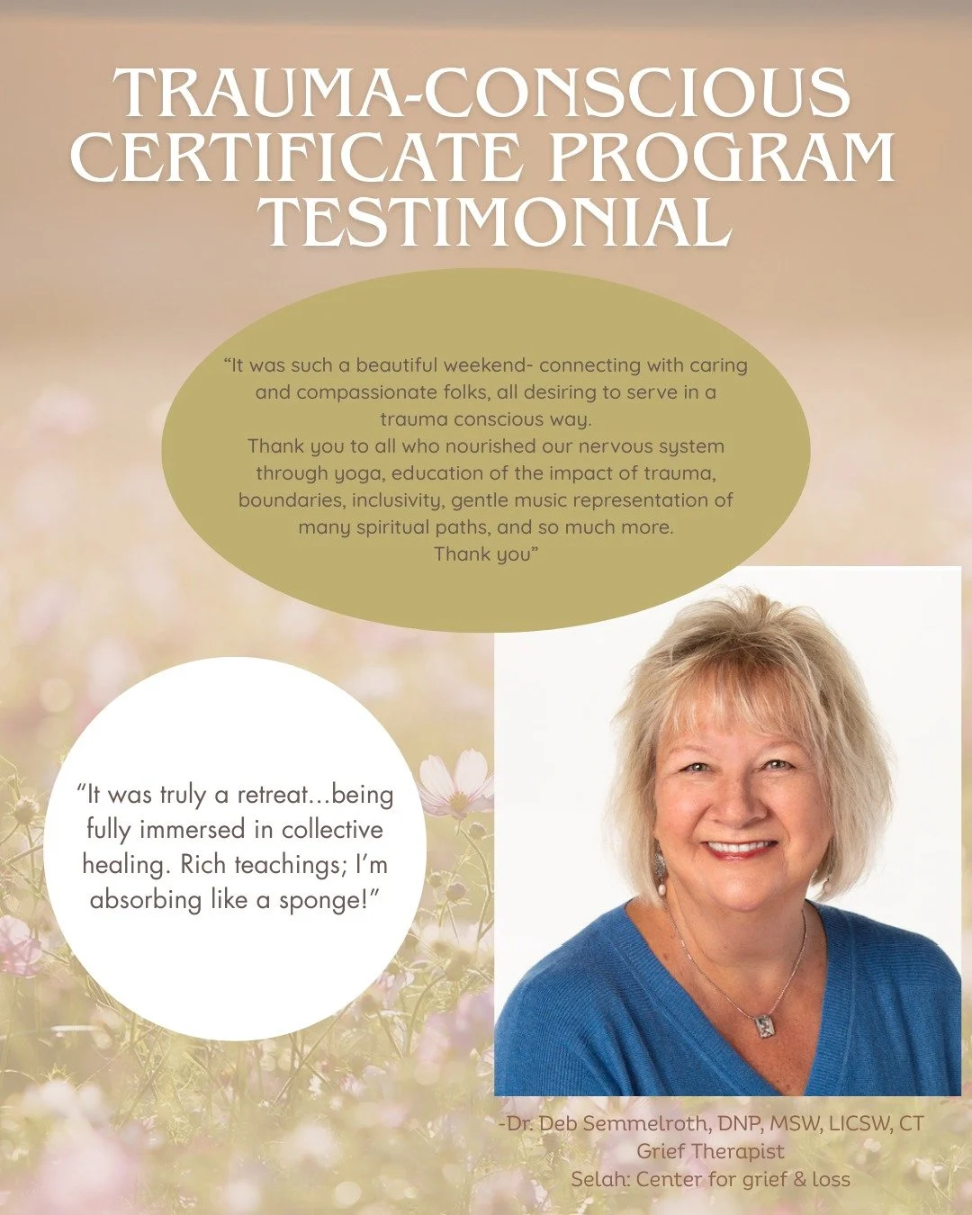 ✦ 𝗧𝗵𝗲 𝗶𝗺𝗽𝗮𝗰𝘁 𝗼𝗳 𝘁𝗵𝗶𝘀 𝘄𝗼𝗿𝗸 𝘀𝘁𝗮𝘆𝘀 𝘄𝗶𝘁𝗵 𝘆𝗼𝘂. ✦

Looking back at this beautiful reflection from a past cohort member, we&rsquo;re reminded that the 𝗧𝗿𝗮𝘂𝗺𝗮 𝗖𝗼𝗻𝘀𝗰𝗶𝗼𝘂𝘀 𝗖𝗲𝗿𝘁𝗶𝗳𝗶𝗰𝗮𝘁𝗲 𝗣𝗿𝗼𝗴𝗿𝗮𝗺 led b