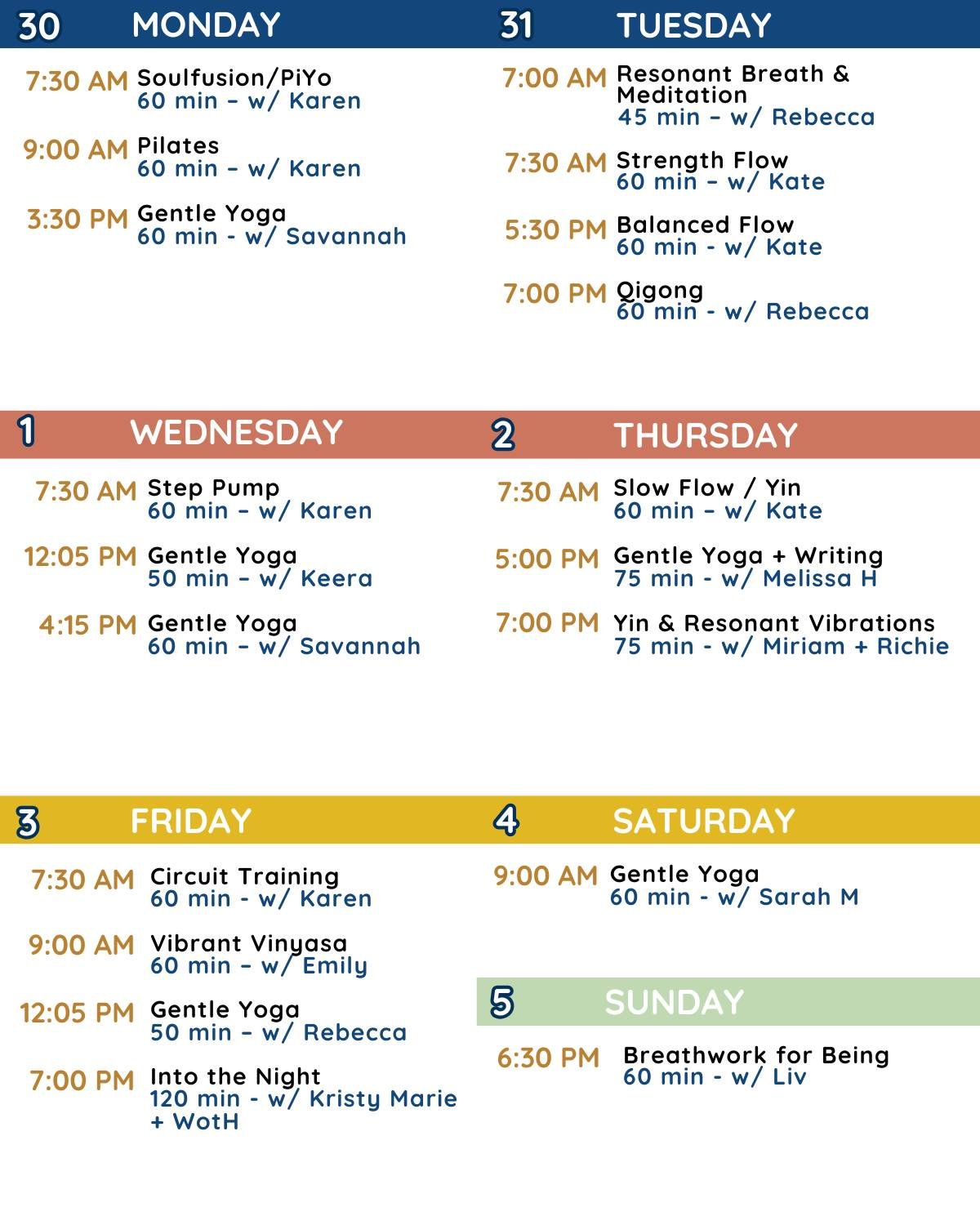 𝗪𝗲𝗹𝗰𝗼𝗺𝗲, 𝗔𝗽𝗿𝗶𝗹! 🌸
Classes a-plenty this week, with in-person and virtual options. 
We would love to see you!

View schedule + register from link in bio.