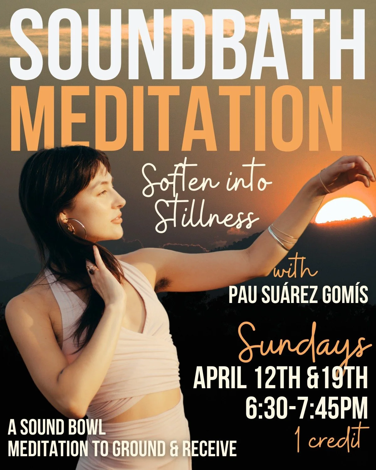 Join Pau on Sunday for a Soundbath Meditation to soften into stillness.

Pau believes you are already whole, and walks beside you with stillness and presence to help you reclaim the deep well of wisdom and love that lives within.

More info + Registe