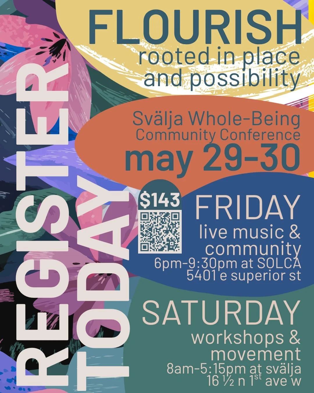 𝗥𝗲𝗴𝗶𝘀𝘁𝗿𝗮𝘁𝗶𝗼𝗻 𝗢𝗽𝗲𝗻!

◖ Keynote and Storytelling Sessions
◖ Diverse Movement and Workshop Offerings
◖ A Multi-Venue Celebration
◖ Live Music and Performance
◖ Curated Art and Poetry Exhibit

More info + register from link in bio