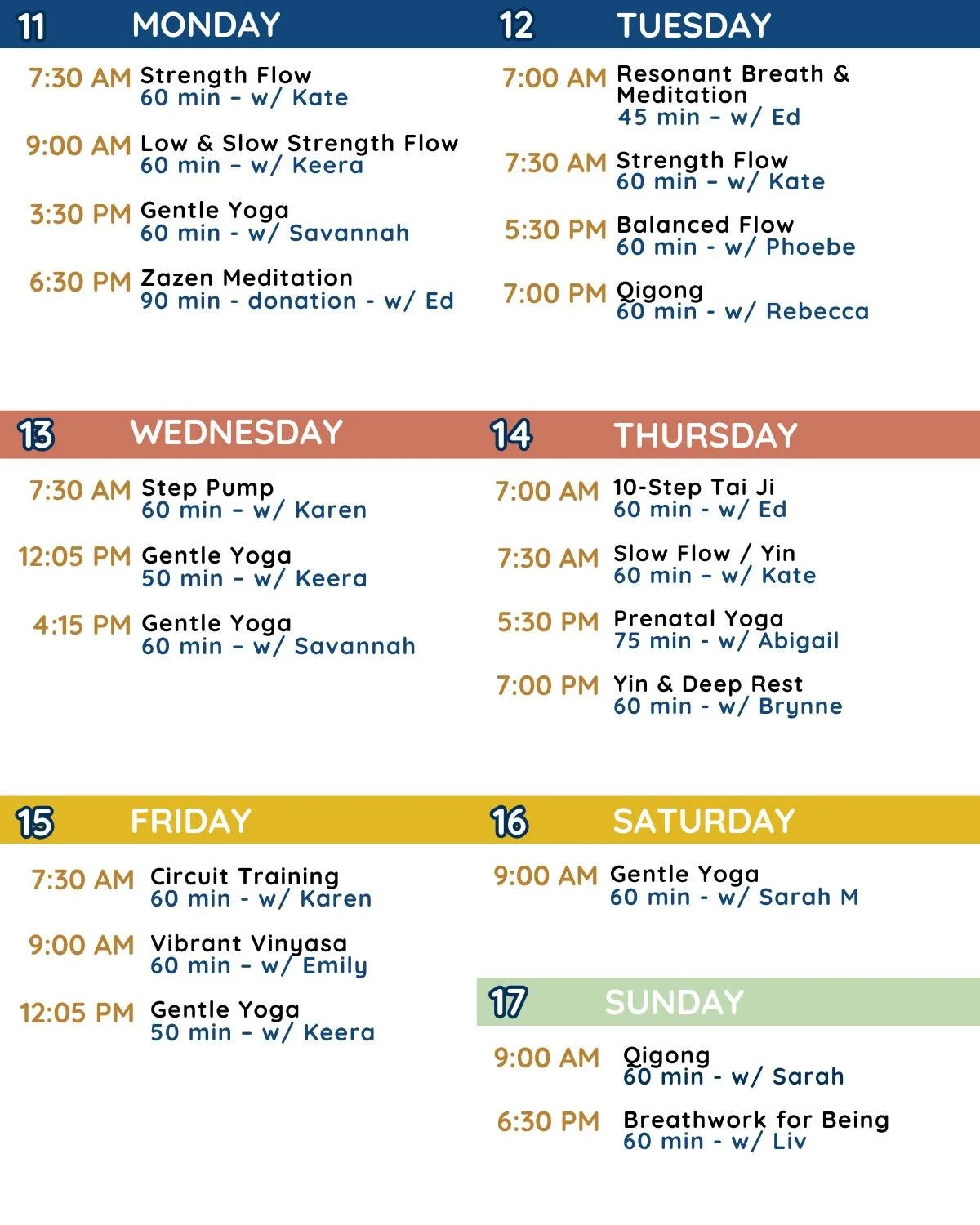 The beautiful week ahead!

Register for classes from link in bio