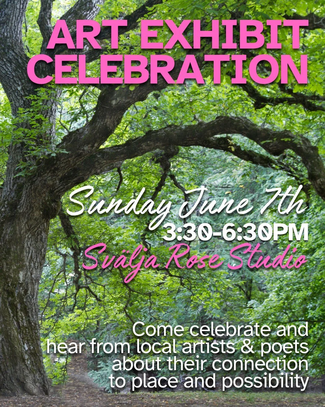 ✦ As part of our Svalja Community Gathering this past weekend, we have a beautiful art and poetry exhibit up celebrating the artist's connection to place and possibility. 

✦ Join us to celebrate the exhibit!

✦ This Sunday, June 7th
✦ 3:30-6:30PM
✦ 