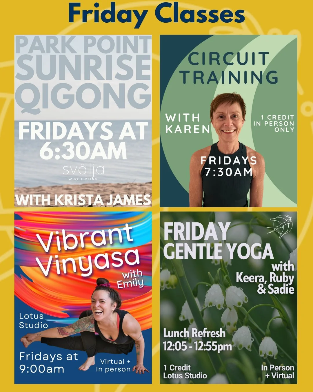 Looking ahead to Friday&rsquo;s schedule 🤎
We&rsquo;re offering a mindful variety of outdoor connection, nourishing movement, and deep, low &amp; slow introspection.