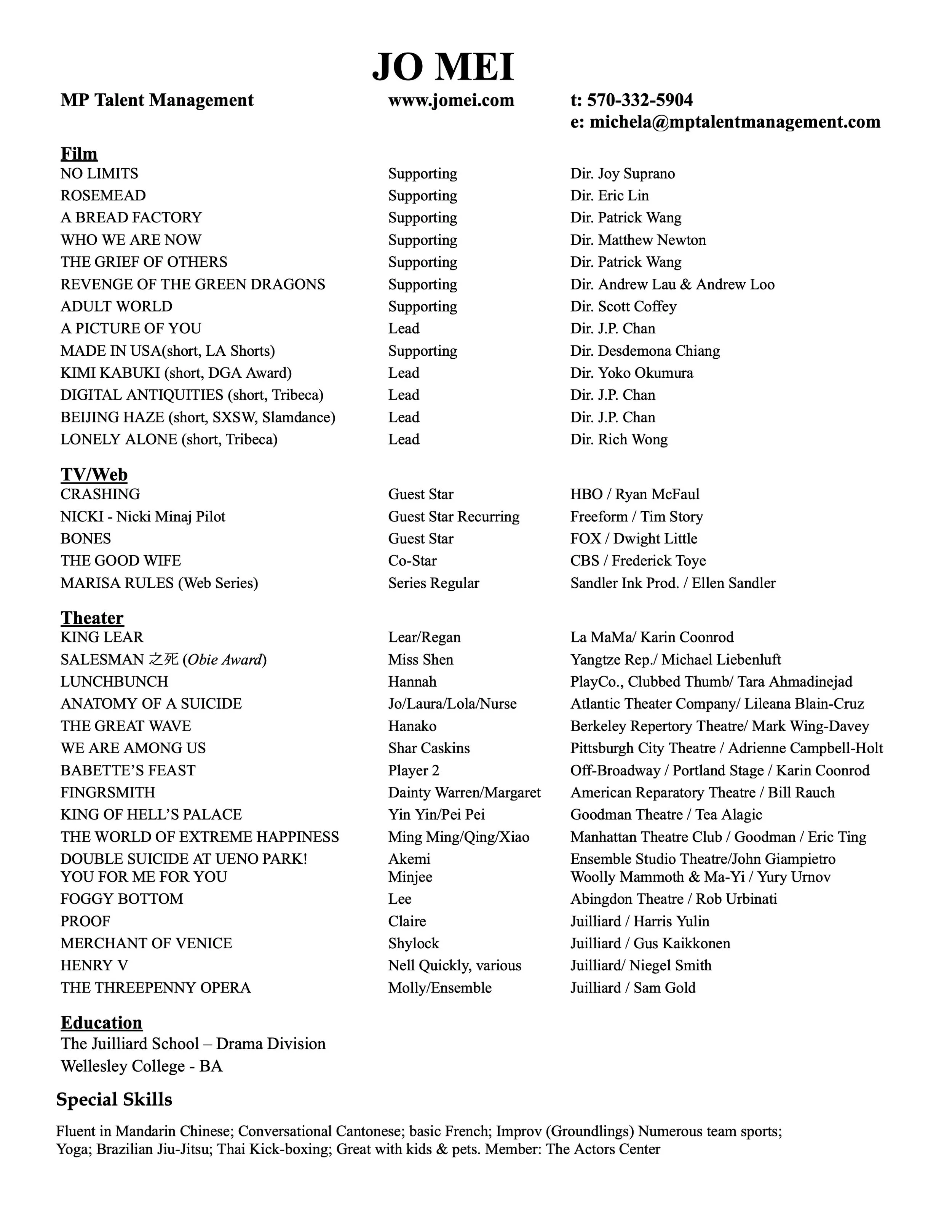Jo Mei resume