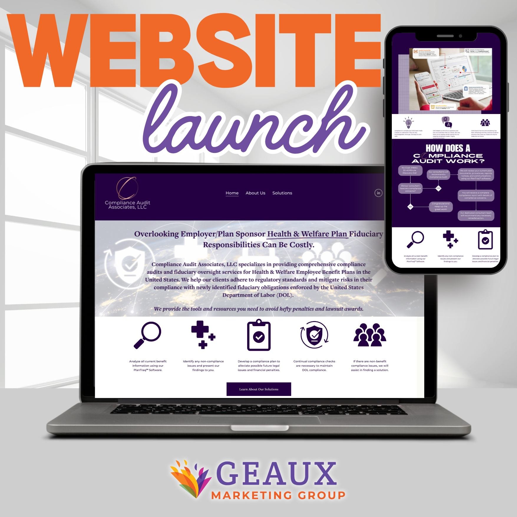 🥳💻 Compliance Audit Associates, LLC contacted us with a very detailed marketing game plan and we are thrilled to present to you item #1 on their list - An easy to navigate, clean, SEO optimized, mobile-friendly website to showcase their services an