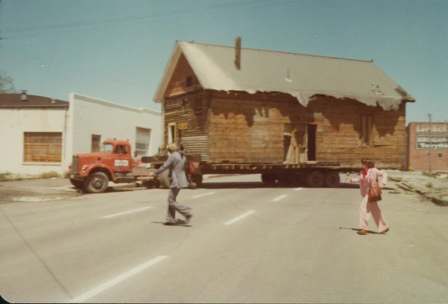 Moving the first schoolhouse, photographer John Staub [1992.066.0072]