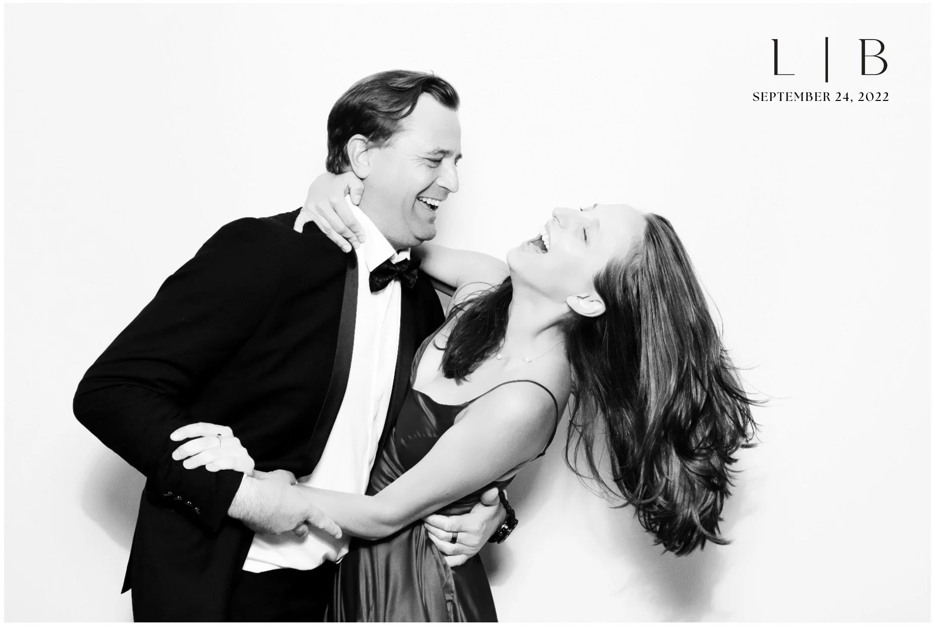 Couple Laughing and Posing for Hollywood Glam  Booth B&W in the Hamptons.jpg