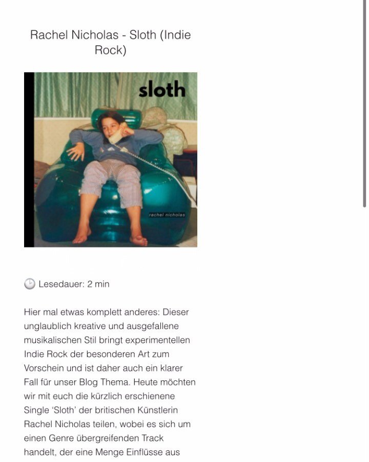 Thanks to @berlin_onair for the lovely review of Sloth. Swipe across for the translation from German, which starts with &lsquo;Here's something completely different: This incredibly creative and unusual musical style brings experimental indie rock of