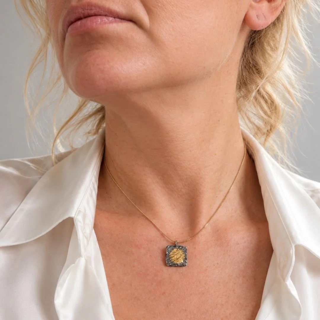 Flame Square Pendant worn.jpg