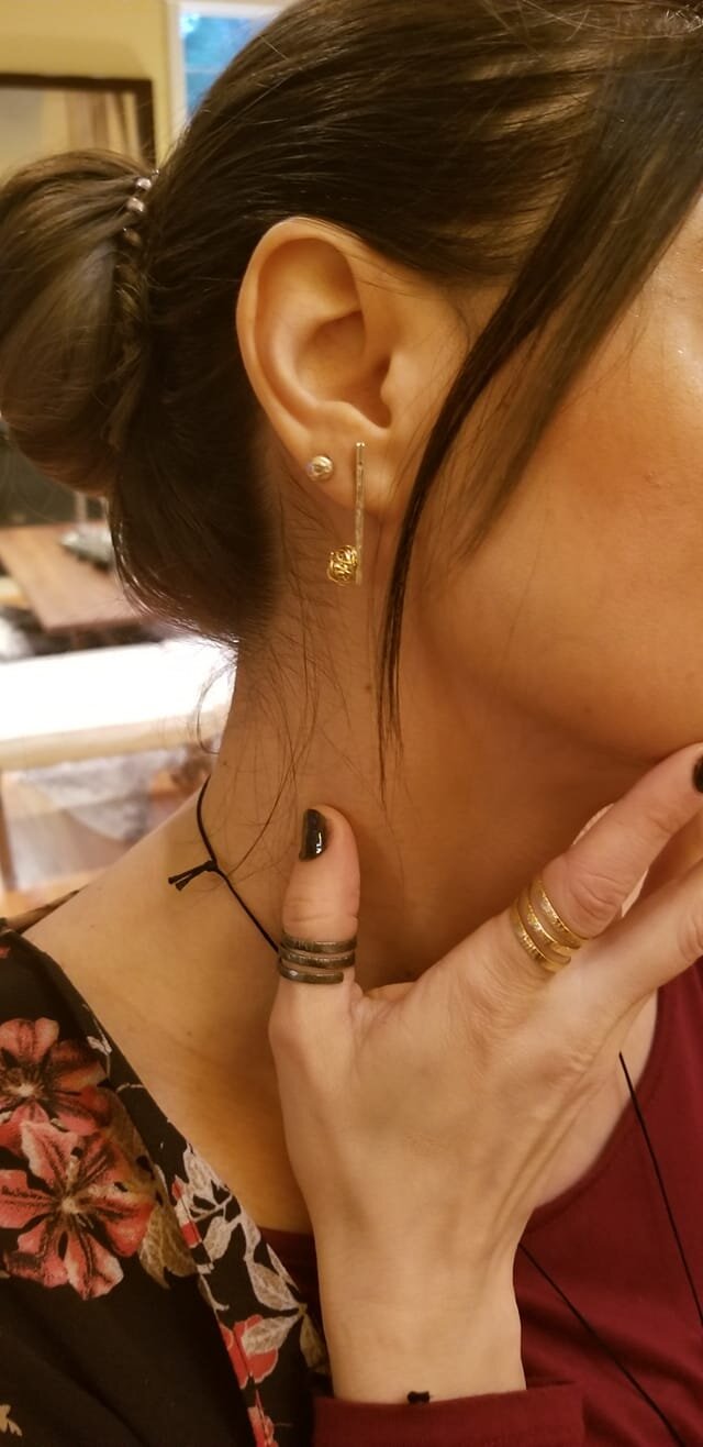 Customer wearing the spiral rings