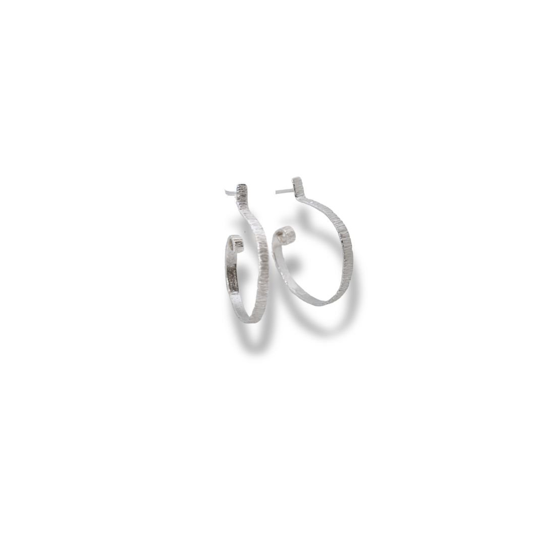 Textured Sterling Silver Hoop Earrings. Lightweight and versatile, these handcrafted hoops