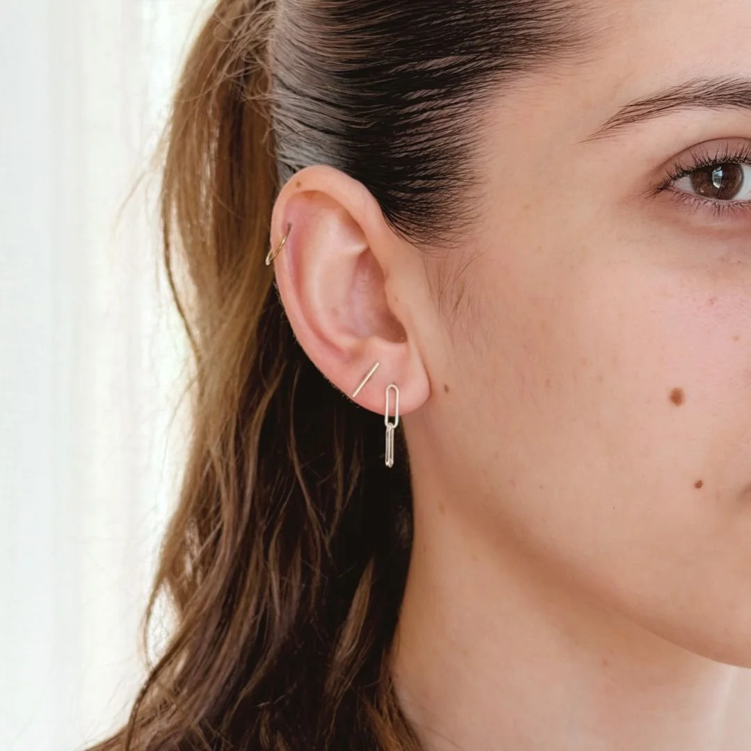 Mini Link Post Earrings Worn.jpg