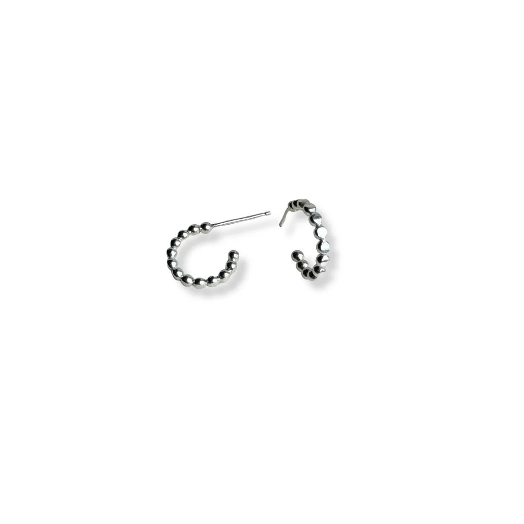Dot Hoop Earrings - Sterling Silver