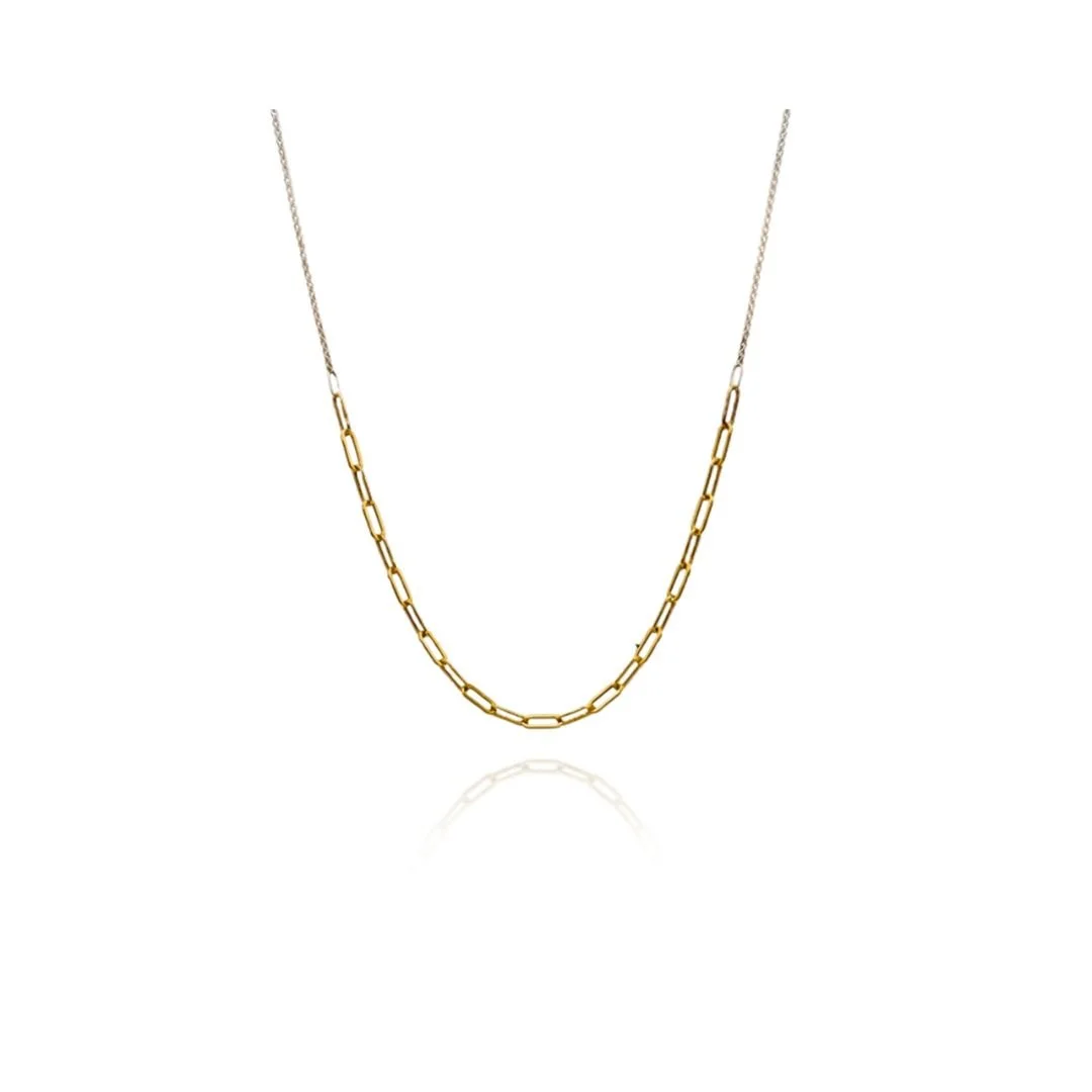 Mixed Metal Chain Necklace — Sterling Silver & Gold Filled 14k