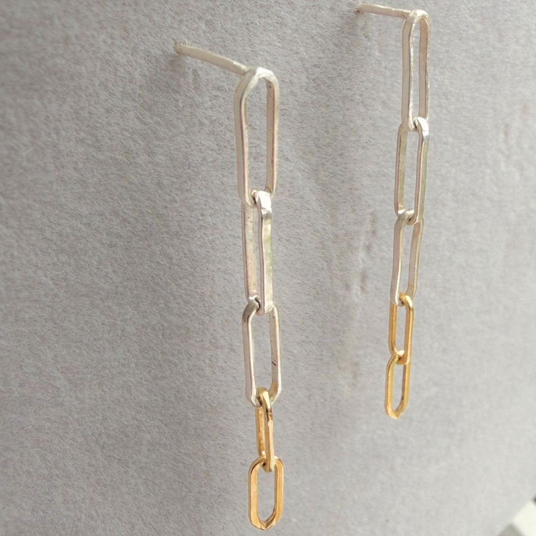 Porpe Artifacts - Link Post Earrings - Sterling Silver & Gold Filled - 2.jpg