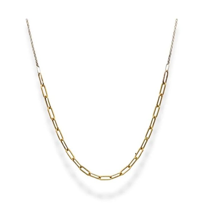 Mixed Metal Chain Necklace — Sterling Silver & Gold Filled 14k