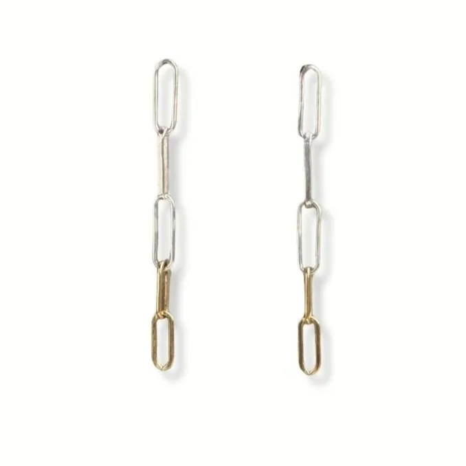 Link Post Earrings —  Sterling Silver & Gold Filled