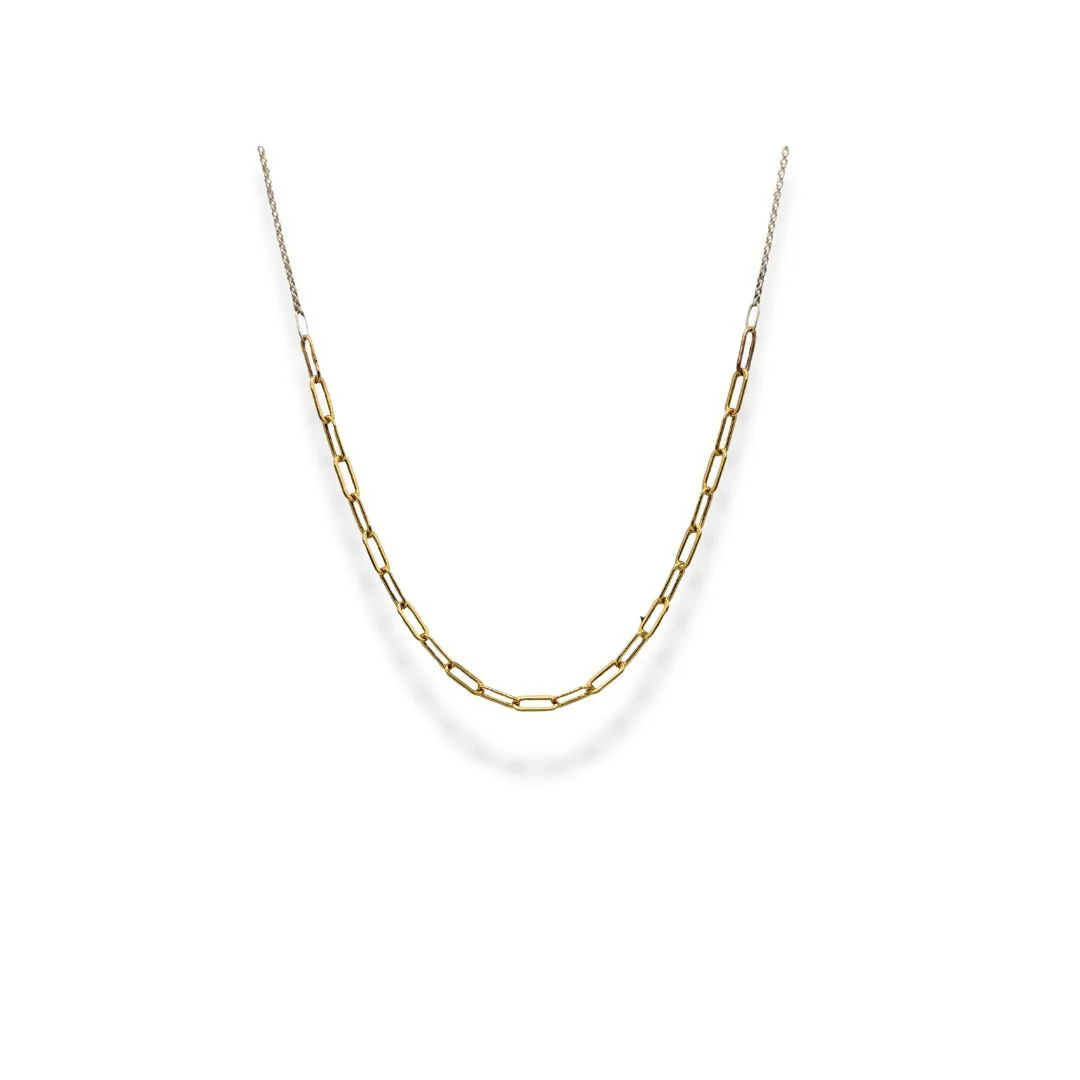 Mixed Metal Chain Necklace - Sterling Silver & Gold Filled 14k