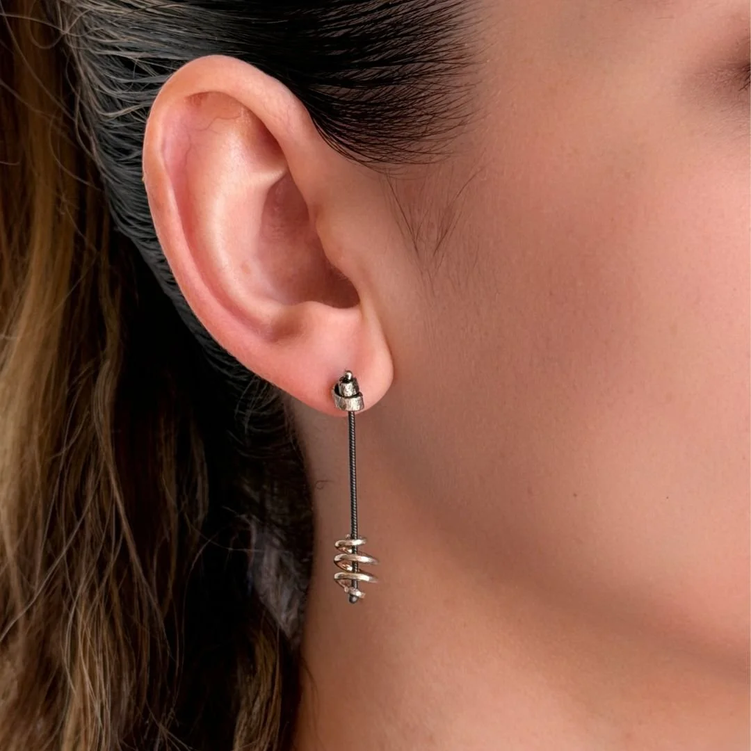 Spiral Drop Earrings in sterling SIlver Worn.jpg