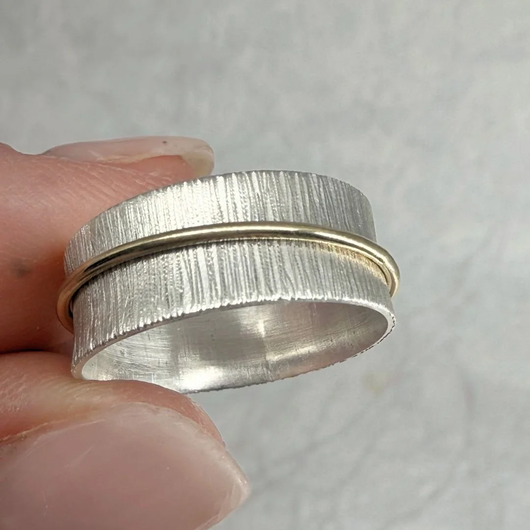 Wide Sterling Silver Band with gold floating band - Pitch.jpg