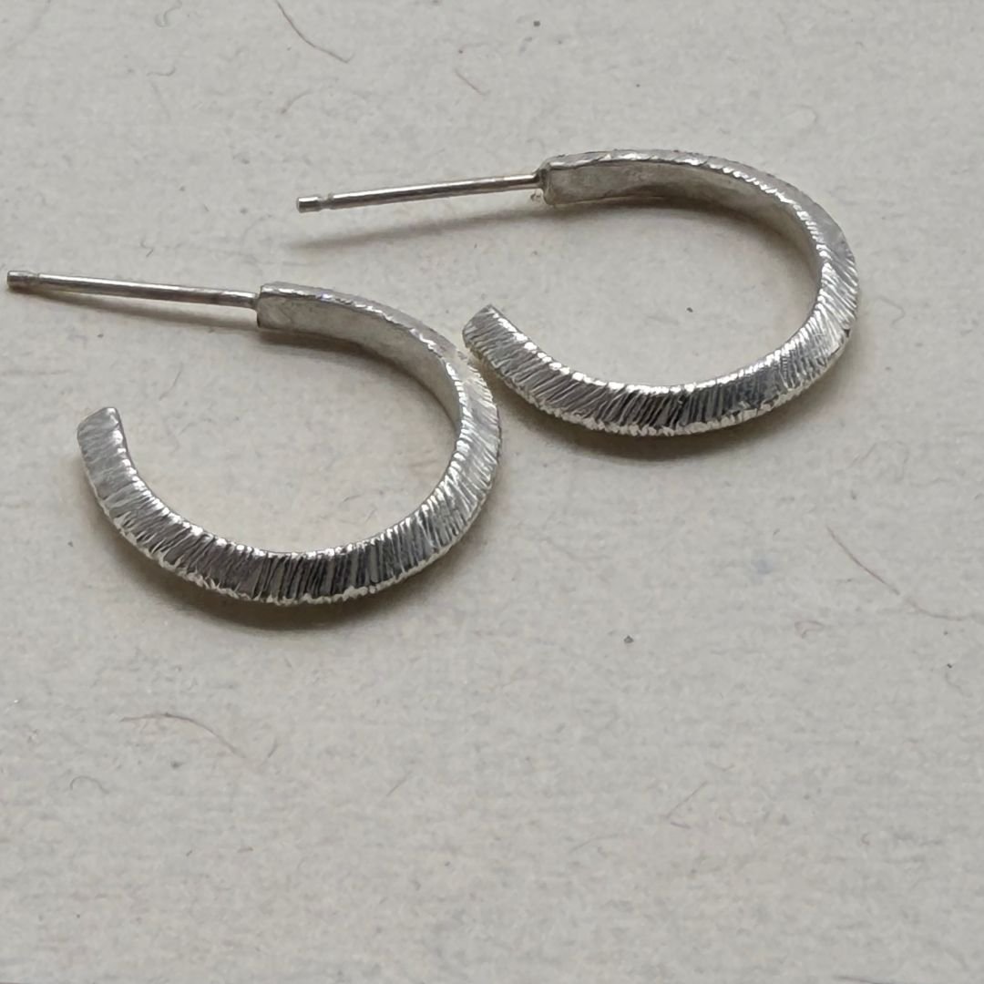 Sterling Silver Small Size Textured Hoops.jpg