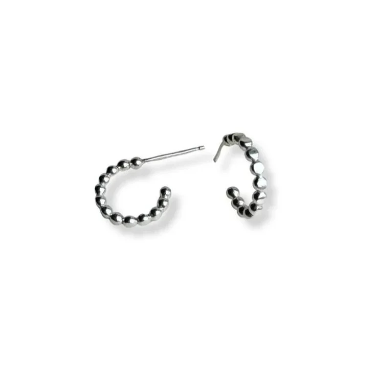 Dot Hoop Earrings — Sterling Silver