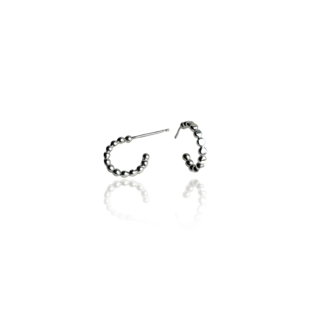 Dot Hoop Earrings — Sterling Silver