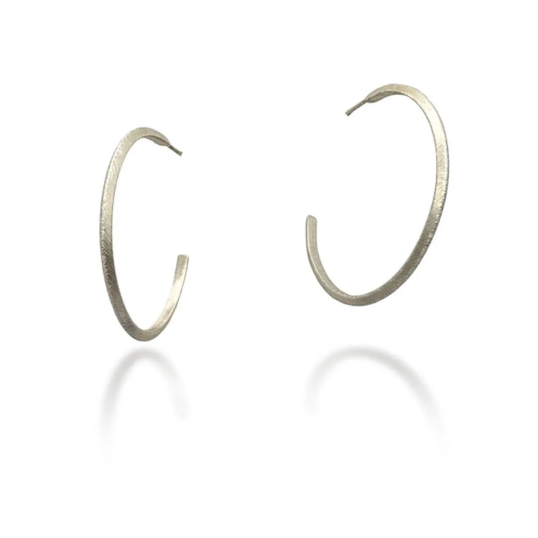 Textured Hoops — Sterling Silver