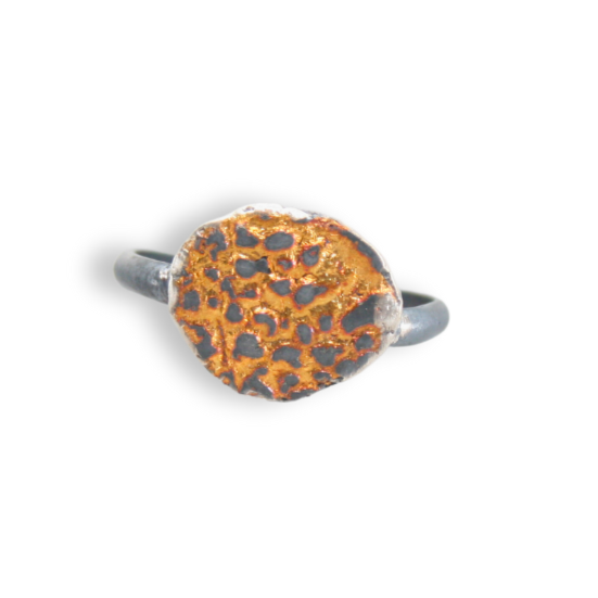 Impression Ring - Oxidized Sterling Silver & Gold