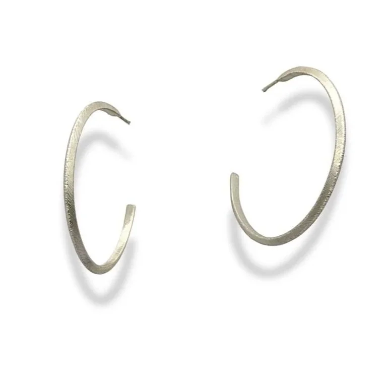 Textured Hoops —  Sterling Silver