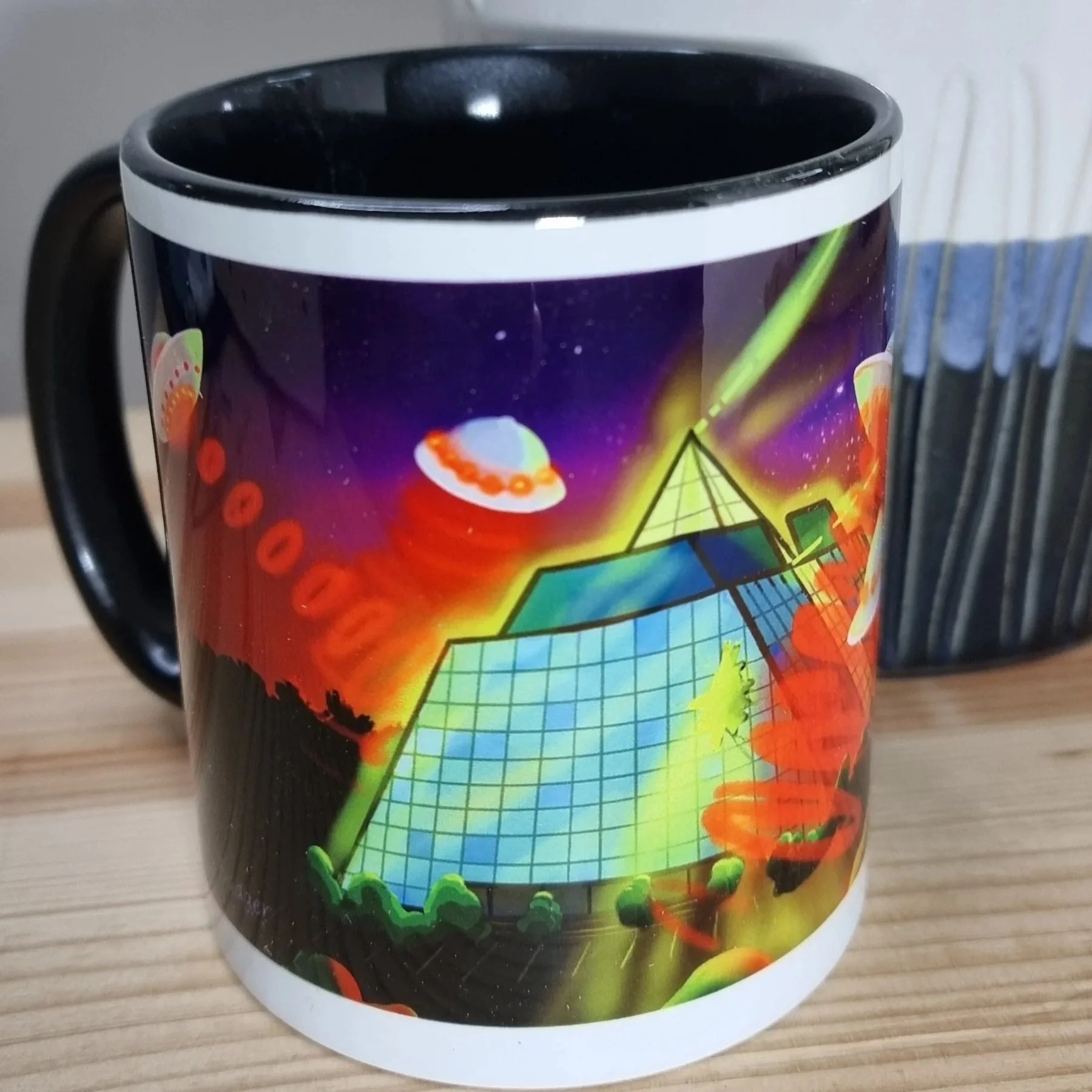 Pyramid UFO Mug - Stockport. Black inner