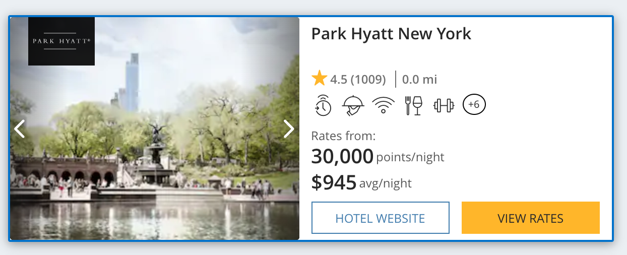   30,000 points per night or (holy shit) $945 per night.  