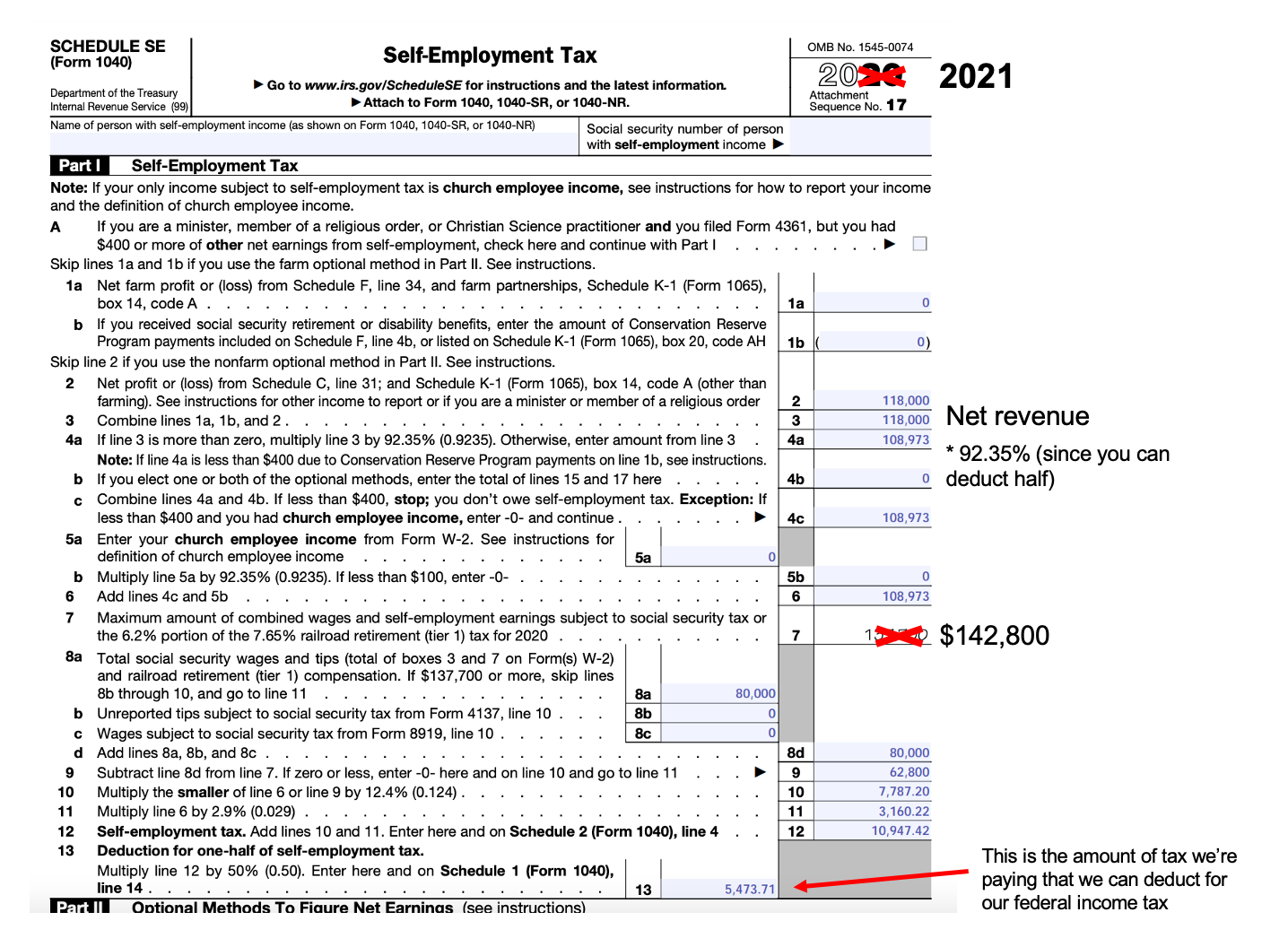 Self Employment Tax Deduction Form 1040