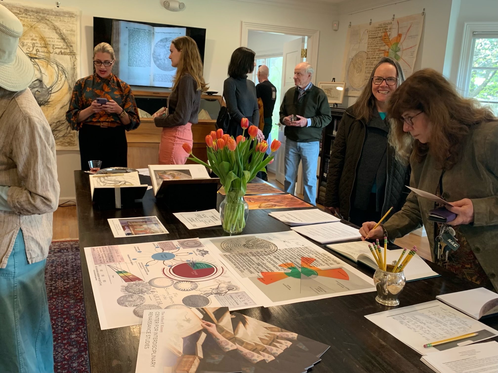 Visitors to the exhibit view the materials integral to Martin’s process, learning more about how she incorporates ideas and imagery from our rare books into her art.