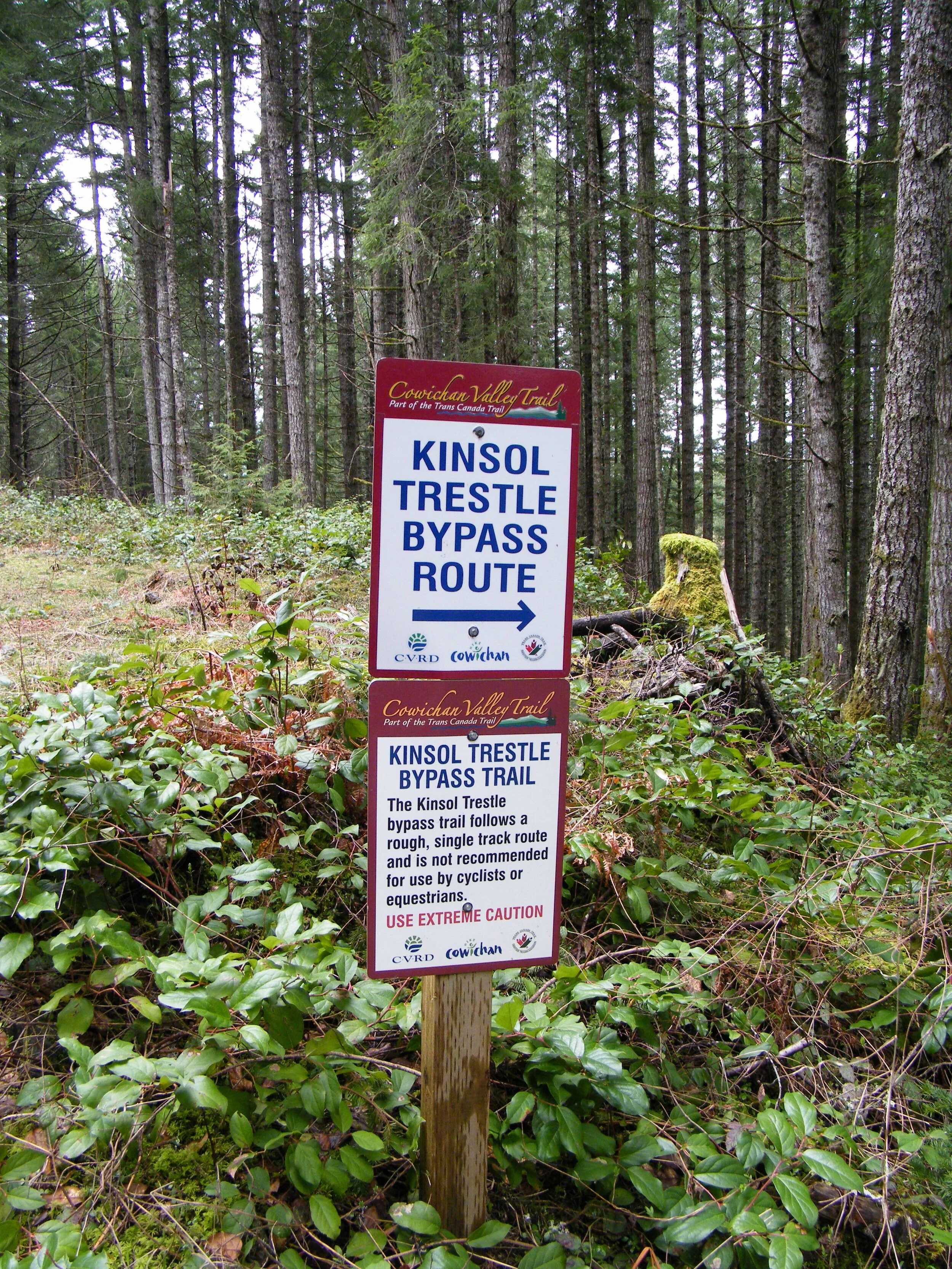 You can still take the Kinsol Trestle Bypass Route but it's no longer necessary since the Trestle was rehabilitated.