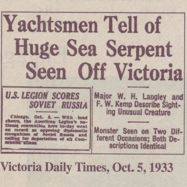 The tantalizing headline that appeared in the Oct. 5, 1933 Victoria Daily Times.