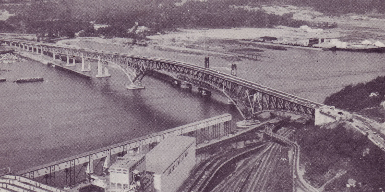 A postcard of the Second Narrows Bridge (today's Ironworkers Memorial Bridge)after its official opening, Aug. 28, 1960--two years after the disastrous collapse.