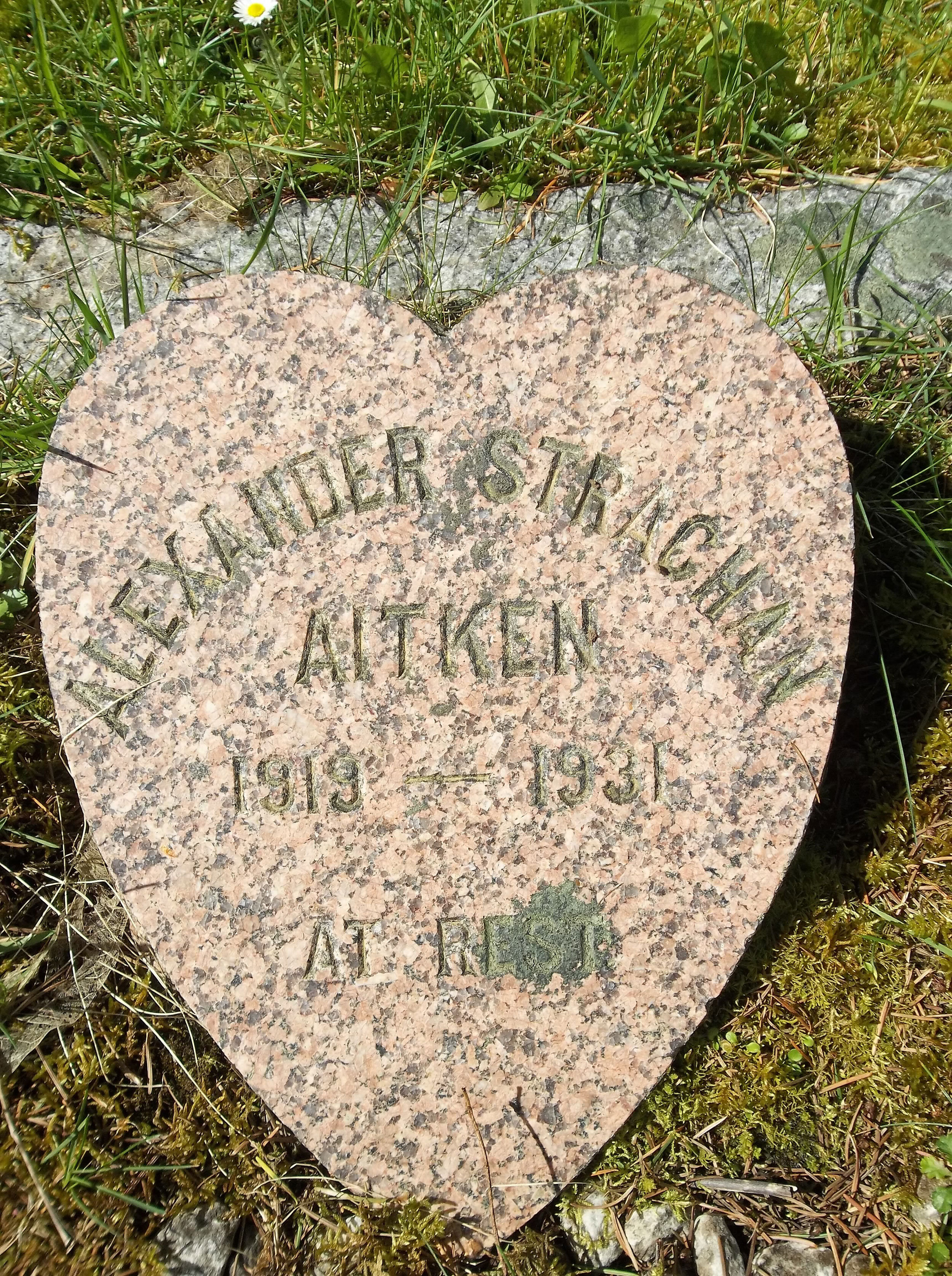 The most eye-catching grave here is the heart-shaped head stone for Alexander Strachan Aitken, 1919-1931.